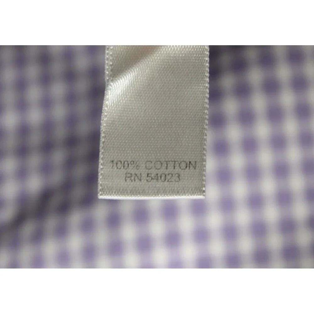 Banana Republic Men's Purple Gingham Short Sleeve Slim Fit Shirt 16-16.5 Large